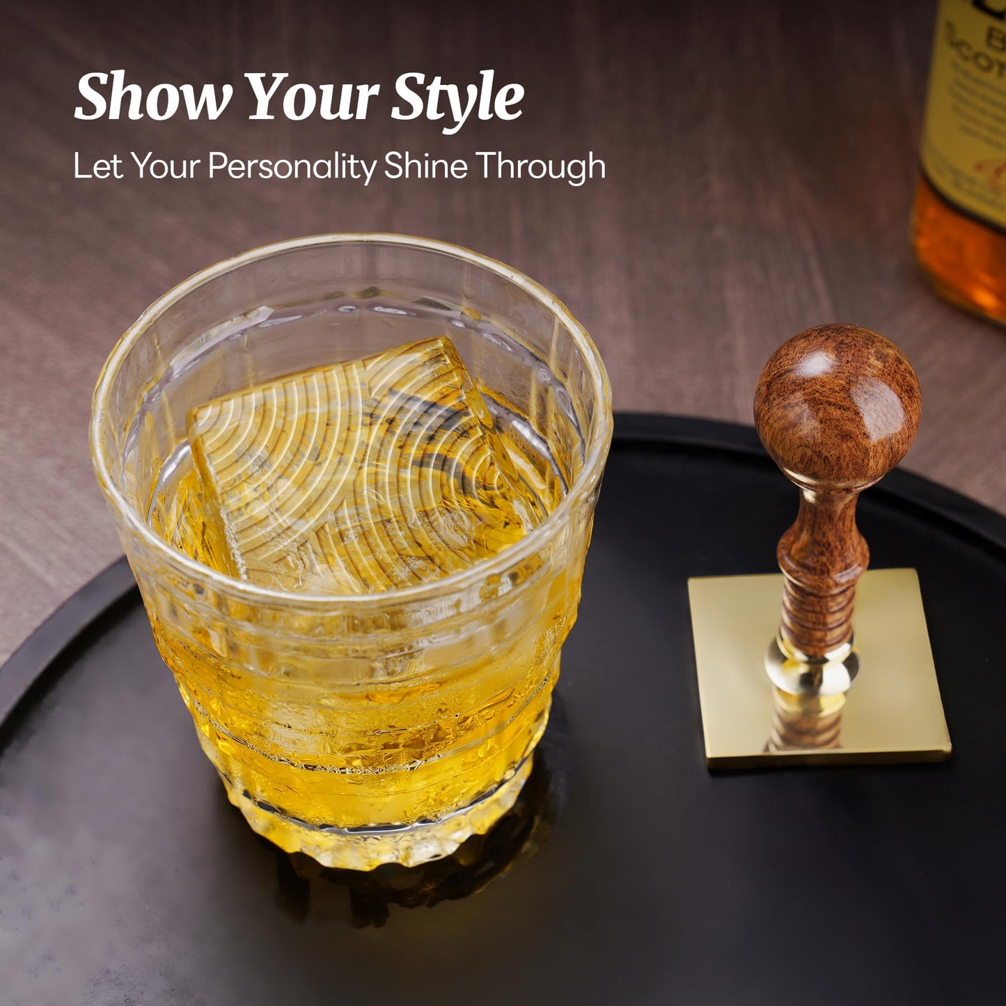 NiHome Ice Cube Stamp for Cocktails, Copper Ice Press Stamps w/Brass Head & Solid Wooden Handle Gift Packaging, Easy-to-Use for Cocktails Whiskey, Party Drinks, Home Bar, Holiday Events (3 Patterns) BST326H