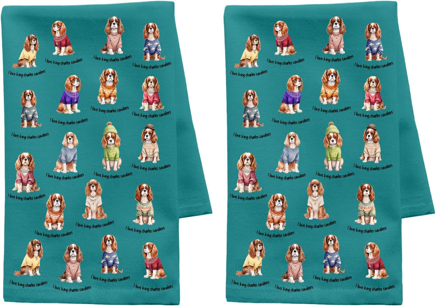 Cavalier King Charles Spaniel Gifts for Women, Funny Cute Dog Design Kitchen Towels, Housewarming Dish Tea Hand Towels for Housewarming Decor,Set of 2 BST202