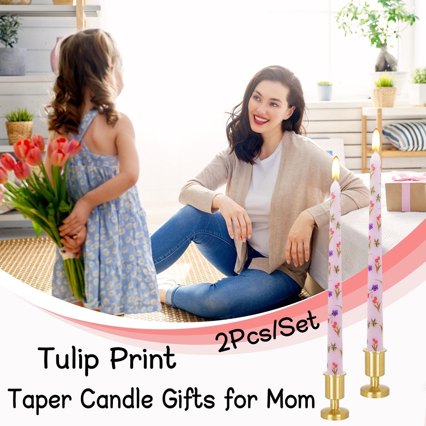 10 Inch Decorative Taper Candles, 4 Pack Birthday Balloon Print Candlesticks, Unscented Dripless Candles with Long Burn Time for Party, Holiday Table & Home Decor BST326H