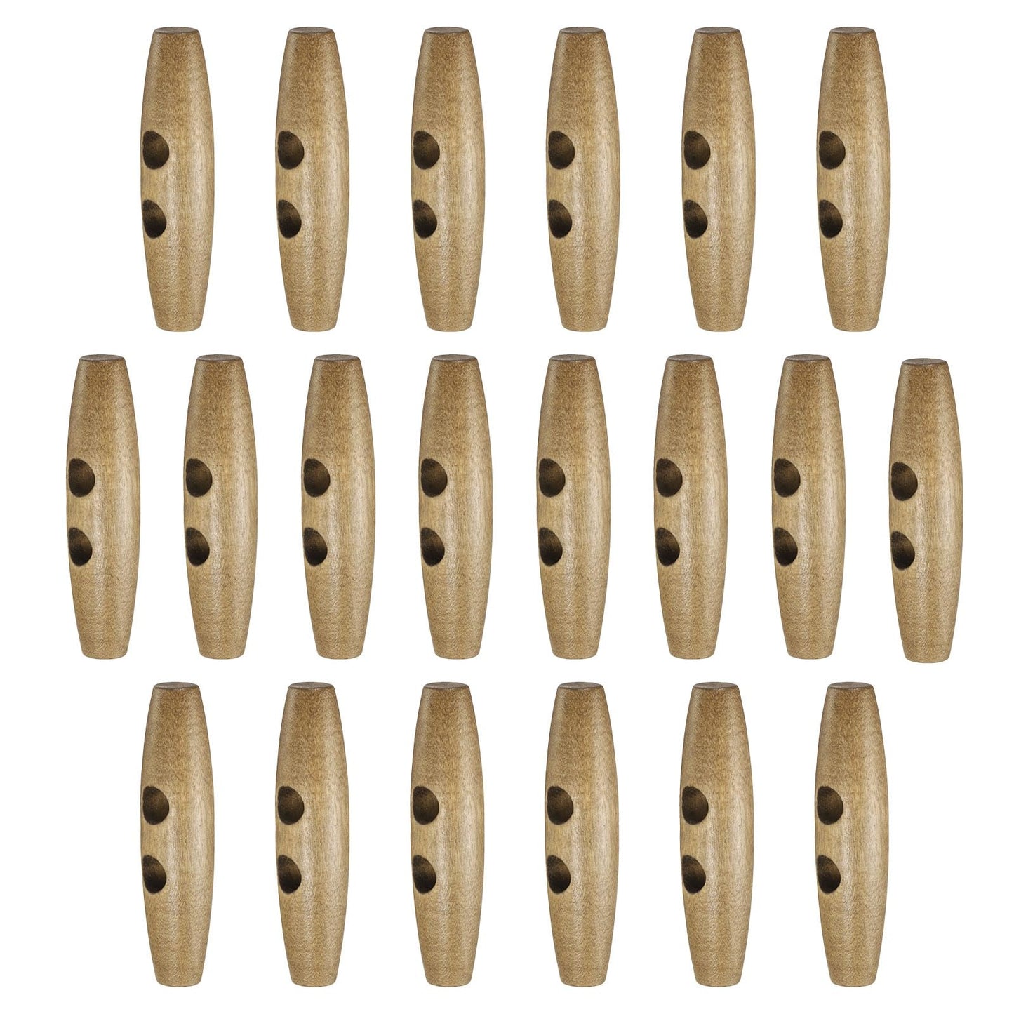 HARFINGTON 60mm / 2.4" Wooden Toggle Buttons 20pcs 2-Hole, Maroon | Wood Olive Sewing Buttons Horn Oval Buttons Sewing Accessories for Coat Sweaters Clothing DIY Craft BST326L