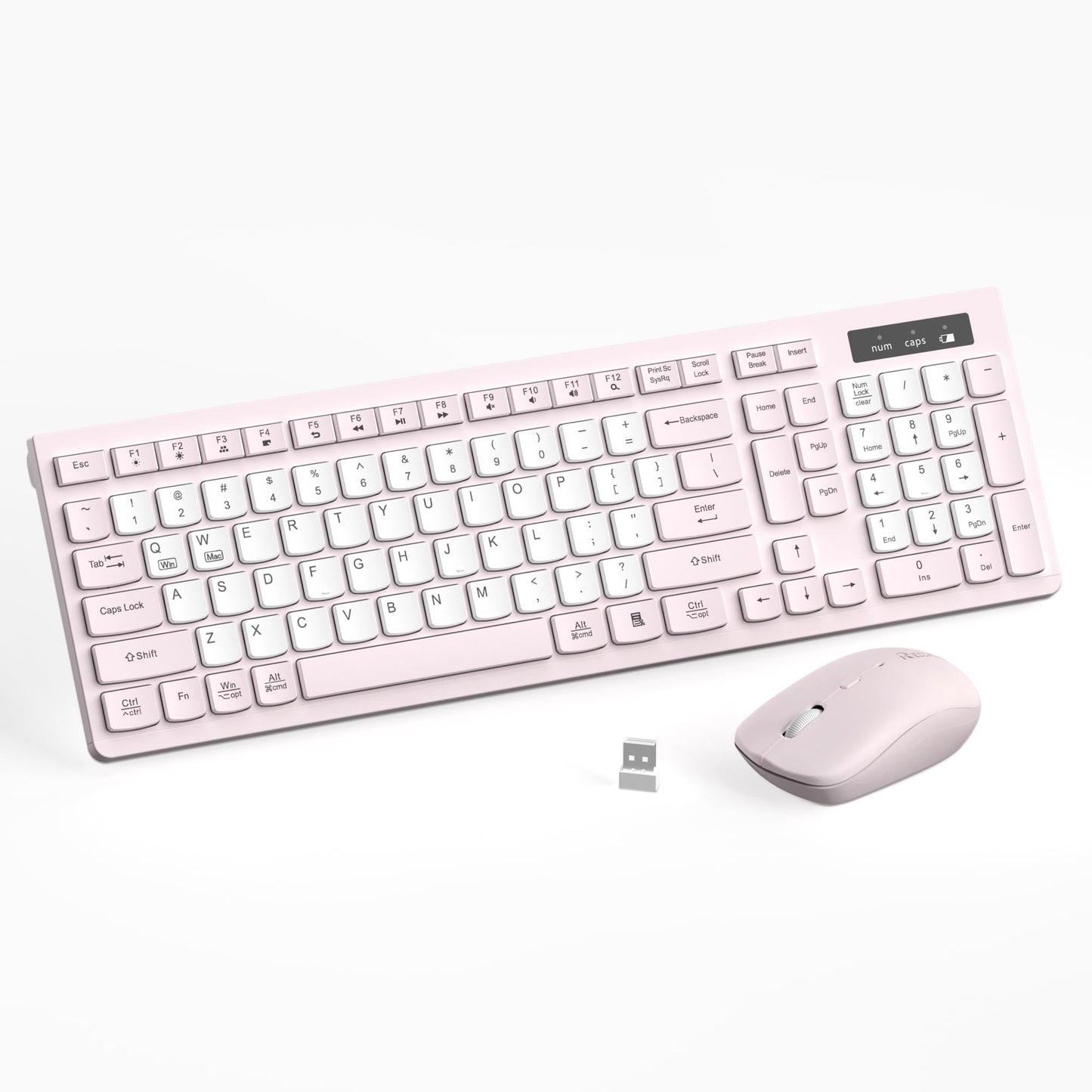 Wireless Keyboard and Mouse Combo, Full-Sized Wireless Keyboard and Adjustable DPI Mouse, 2.4GHz USB Receiver, Silent Keyboard and Mouse for PC, Windows, MAC, Desktop, Laptop (Avocado Green)