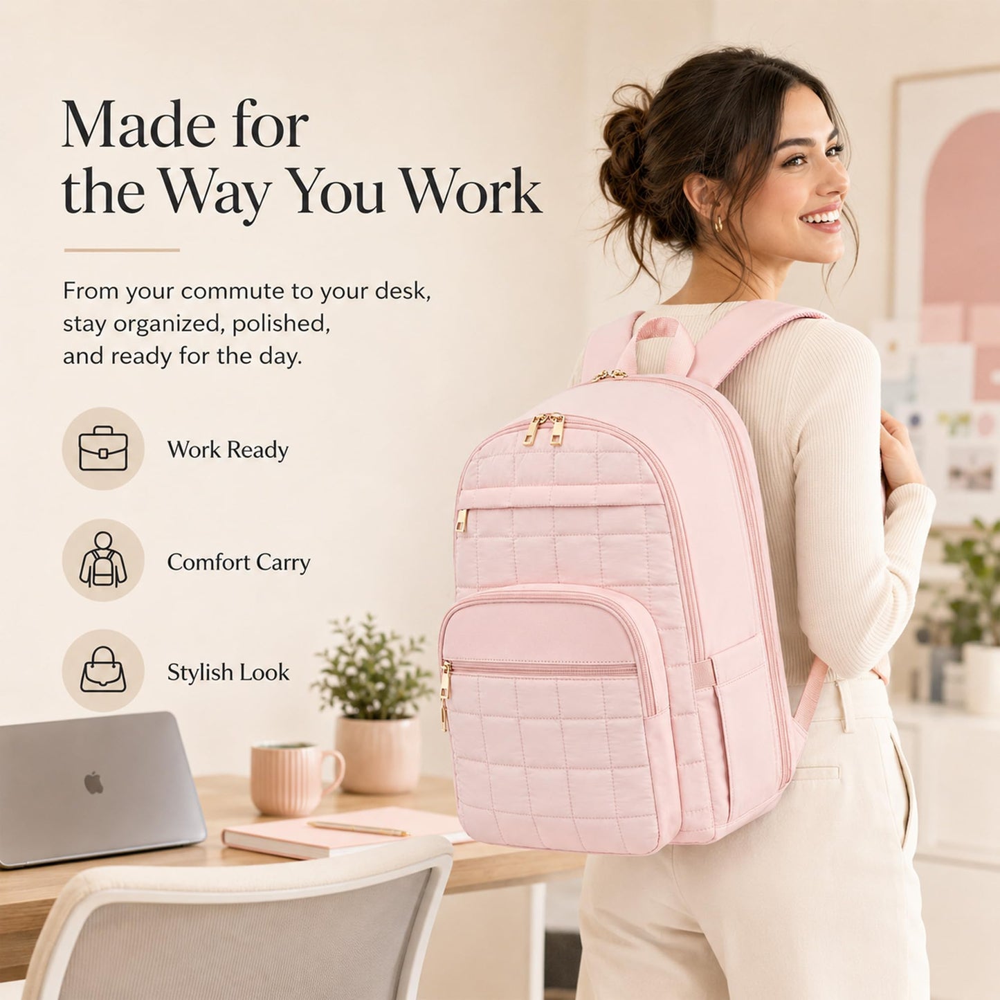 CAMTOP College Backpacks for Women, School Backpack with Insulated Lunch Pocket BST326H