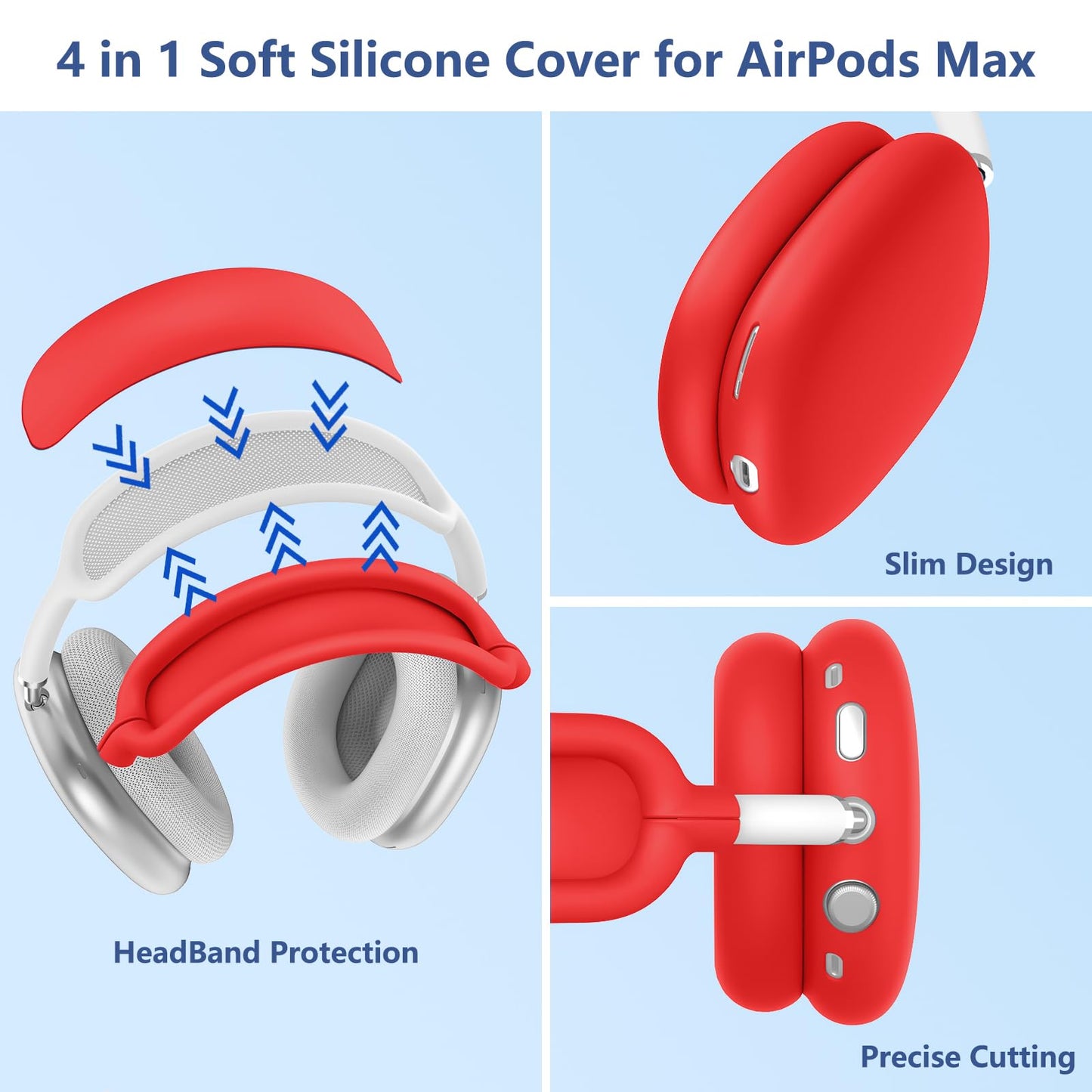 Case for Airpods Max Headphones, Ear Pad Case Cover/Ear Cups Cover/Headband Cover for AirPods Max 2 & 1 (USB-C/Lightning) (2026/2024/2020), Silicone for Apple Airpod Max 2,Accessories Cases,Deep Green WN420