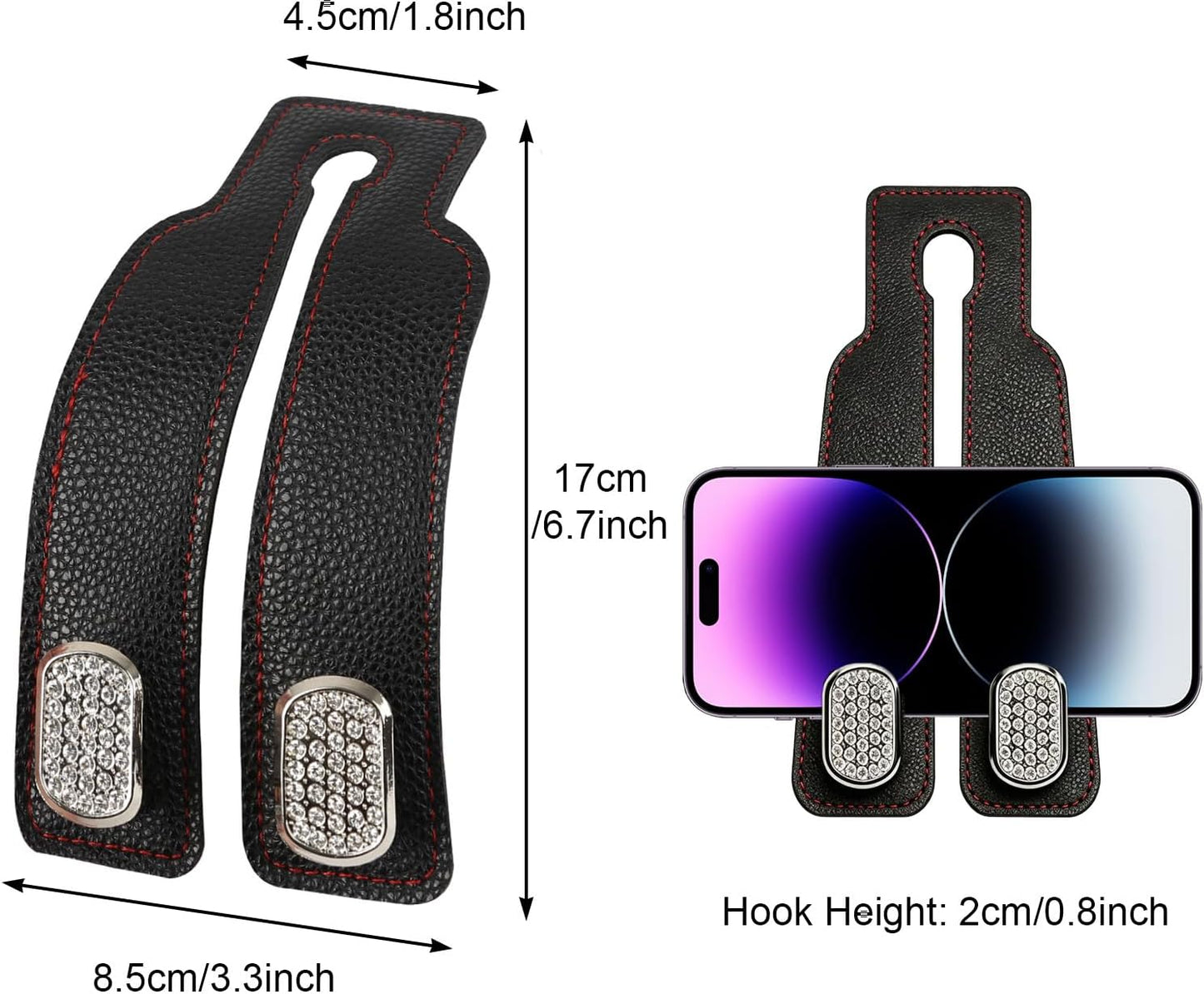 2Pcs Headrest Hooks for Car Seat Back Storage Black Car Hooks | Double Metal Hooks, Universal Purse Hook, Hidden Car Seat Hooks, No Tool Installation, for Purses, Handbags, Bags BST202