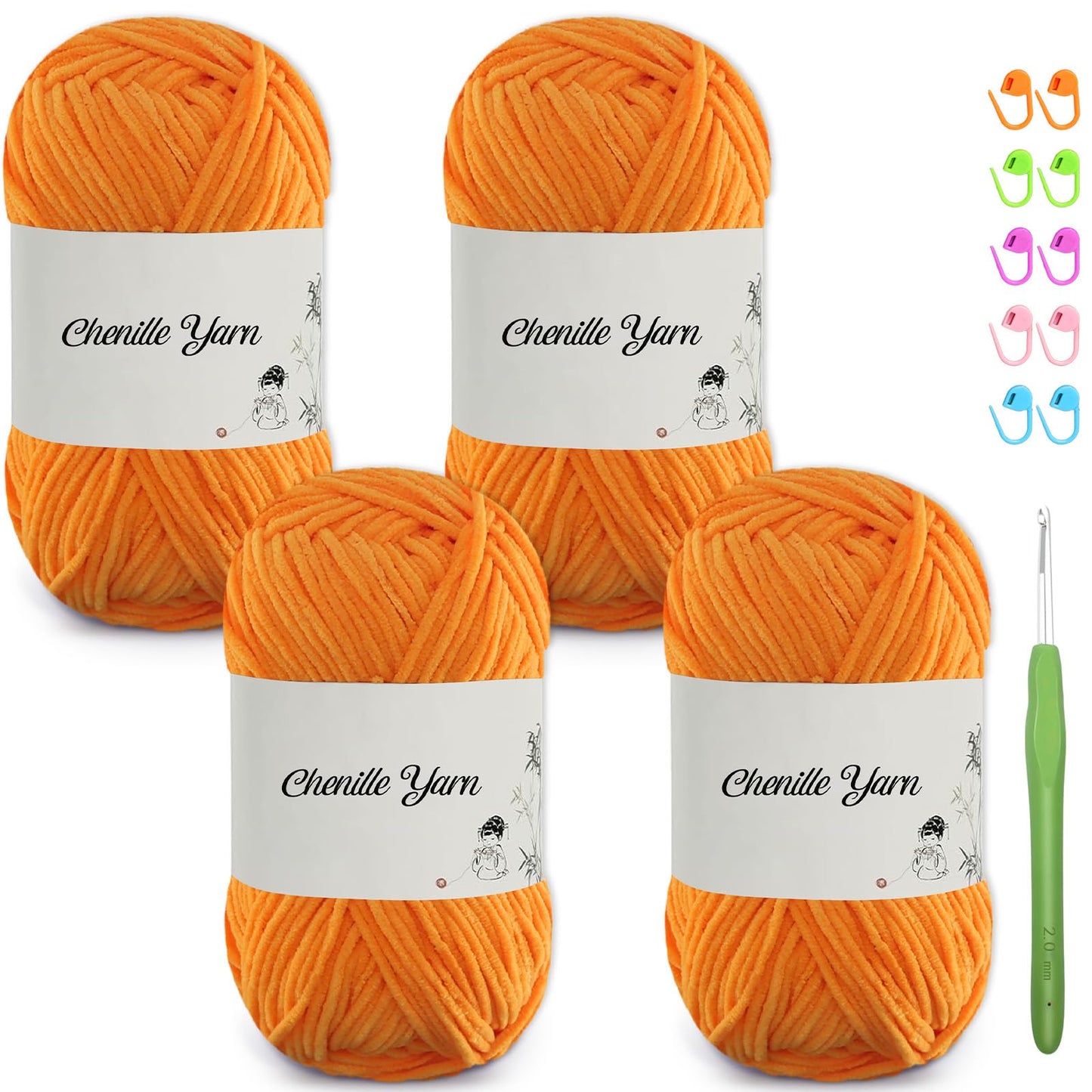 4 Pack of 1.76oz Chenille Yarn for Crocheting,158yards Soft Fluffy Velvet Yarn, Ideal Crochet for DIY Baby Blankets Toys Scarves Throw Pillows Hats Cushions(Purple) BST326L