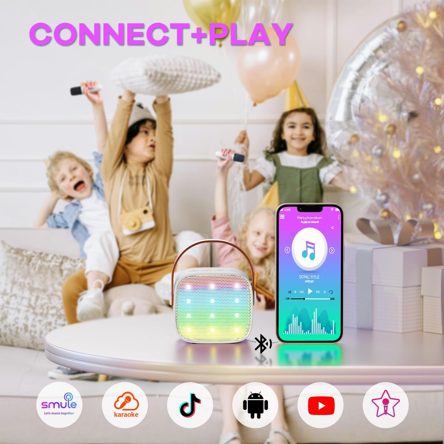 YLL Karaoke Machine for Kids, Portable Mini Speaker with 2 Wireless Microphones, TOP Kids Gifts for Girls Ages 3, 4, 5, 6, 7, 8, 9, 10+ Years Old, 4-12th Birthday Singing Present Toy Party (Purple)