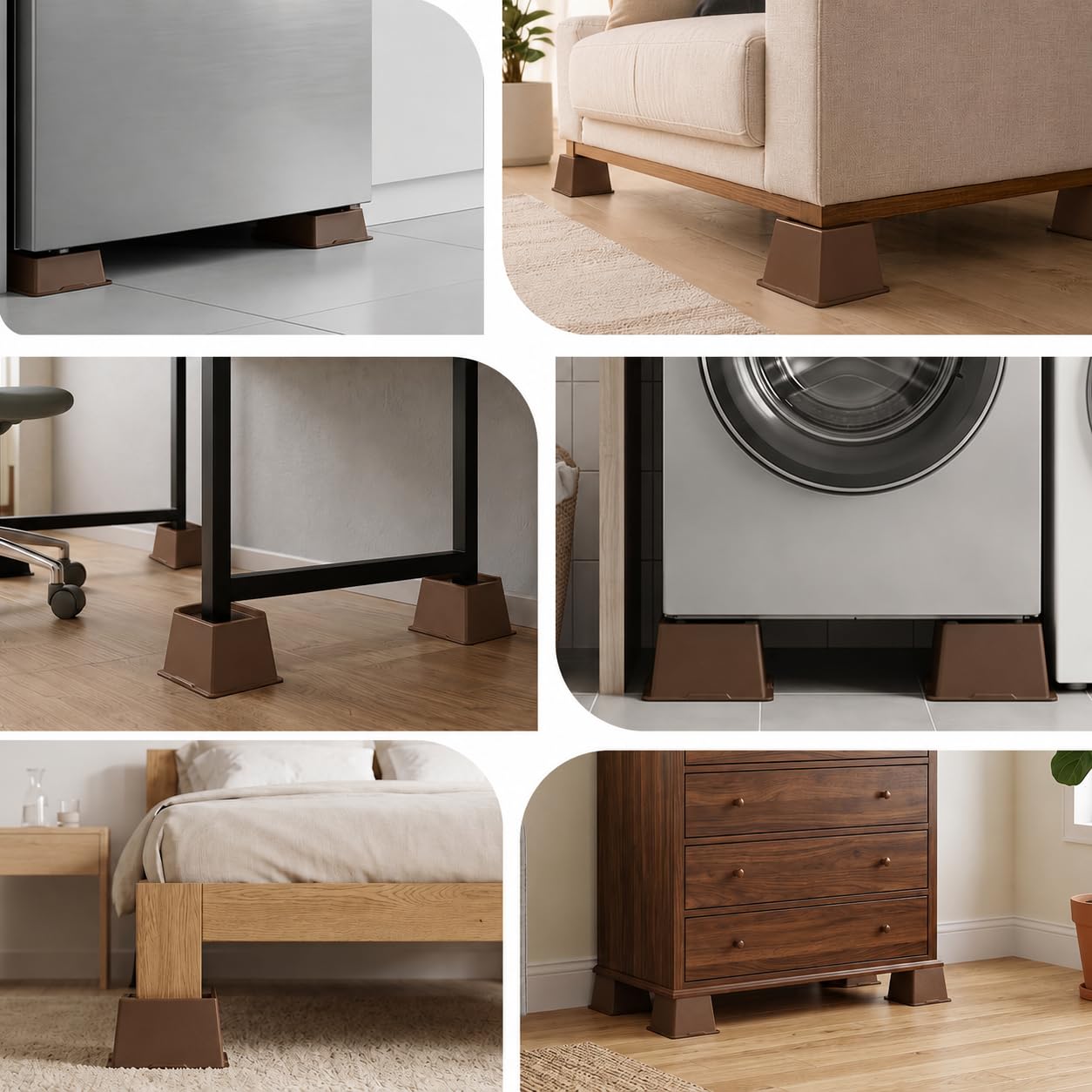 MYMULIKE Bed Risers 5 Inch Heavy Duty, Oversized Furnitures Risers 5 inch Support 6000 lbs, Bed Table Rising Blocks, Fits for Couch, Sofa, Chair, Furniture Lifts (Black 6 Pack) BST202