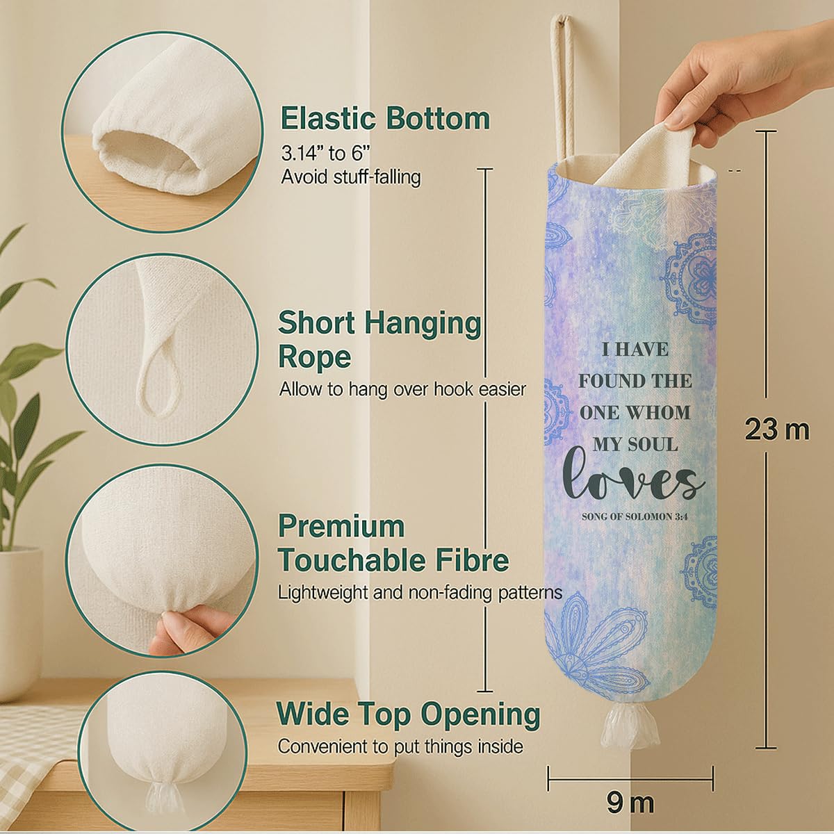 Plastic Bag Holder, The Way Page 16 Plastic Bag Holder Christian Decor, Reusable Hanging Trash Bags Dispenser, Christian Kitchen Gifts for Women Plastics Bags Holders with Bible Verse BST202