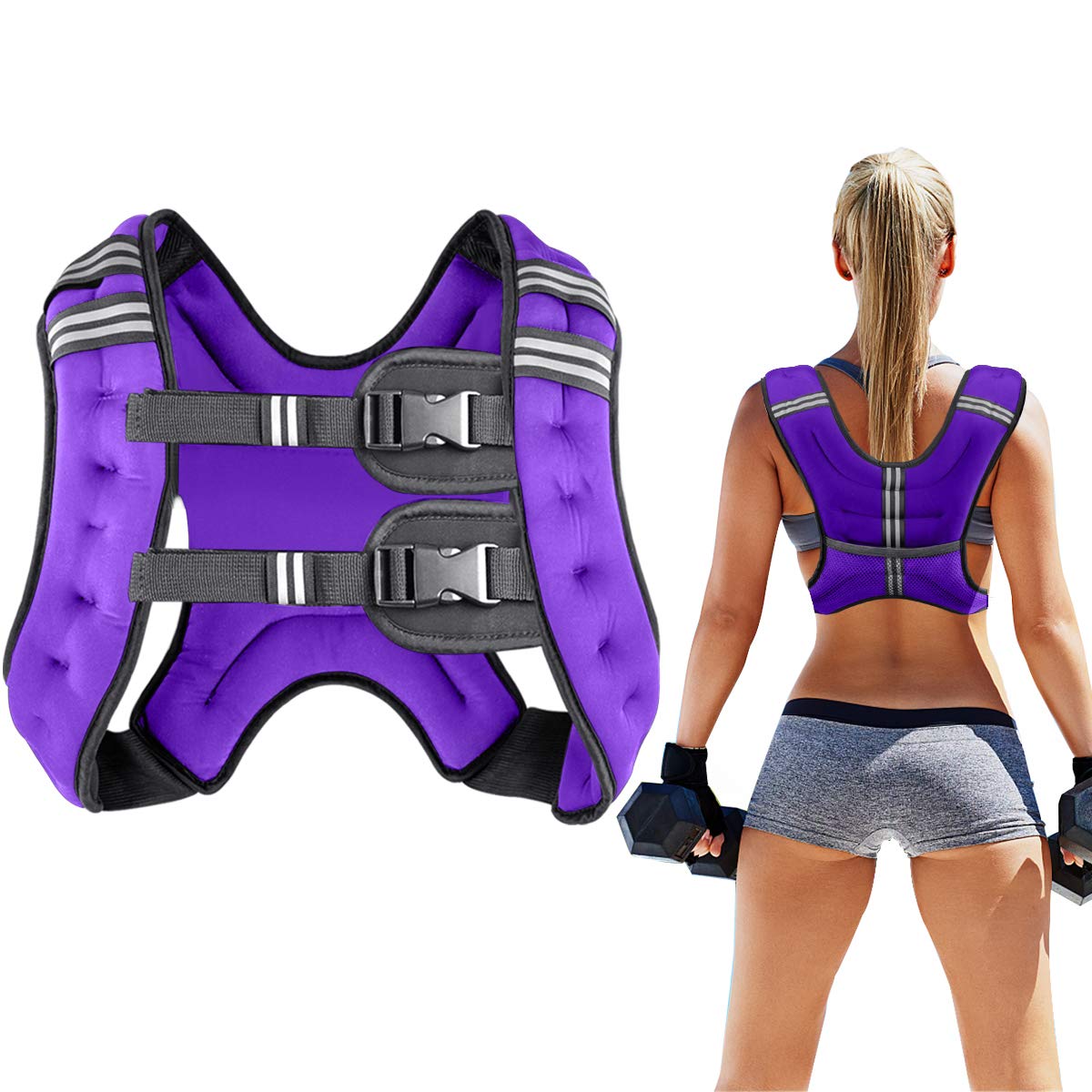 Prodigen Weighted Vest for Women and Men 8 12 16 20 25 30 Lbs with Reflective Stripe and Double Adjustable Buckle Straps Weight Vests for Strength Training, Jogging, Cardio, Weight Loss WN420