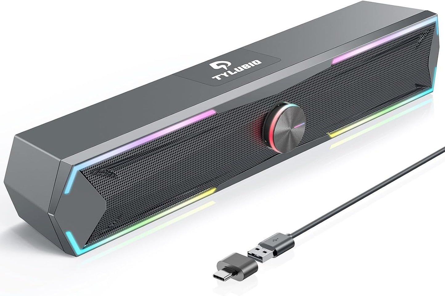 Tylubio Pc Speakers for Desktop with Flowing LED, Clear Sound Computer Speaker ST200 75