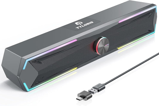 Tylubio Pc Speakers for Desktop with Flowing LED, Clear Sound Computer Speaker ST200 75