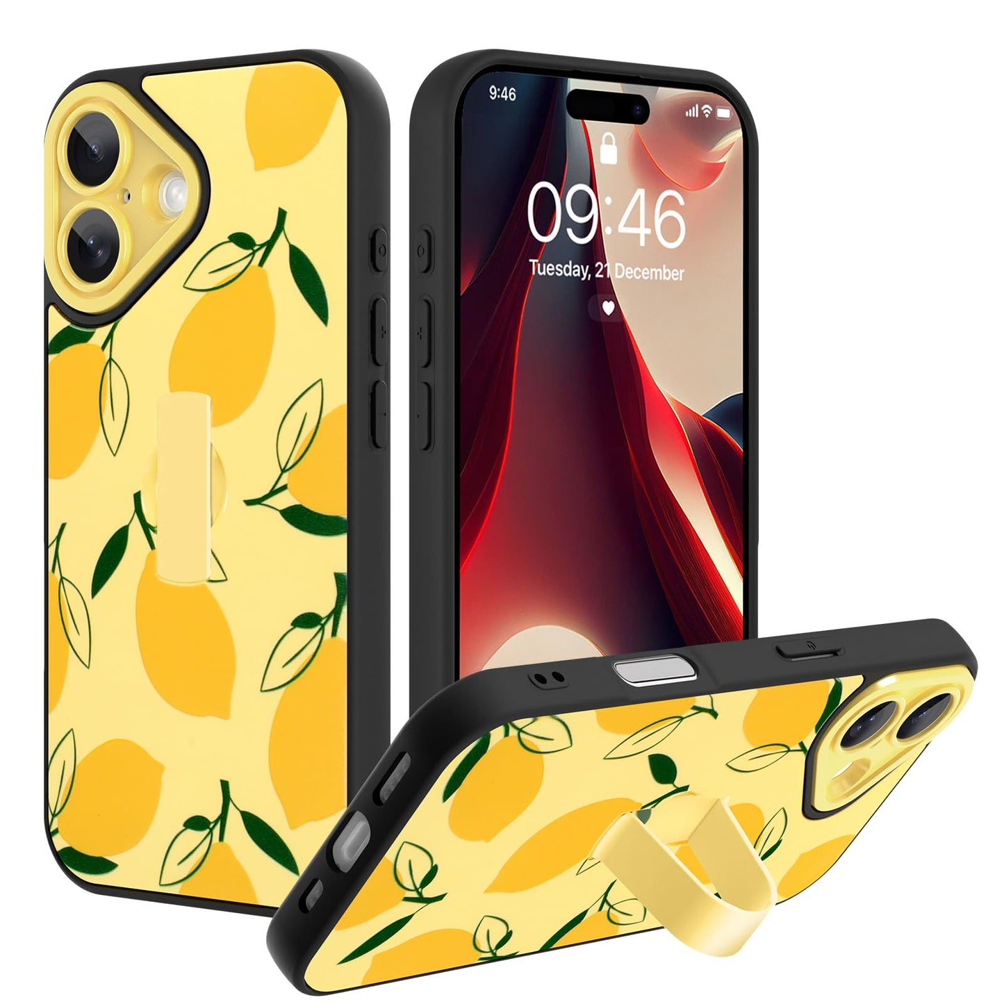Compatible with iPhone 13 Case, Cute Cheetah Leopard Pattern | Built in Adjustable Wrist Strap Grip Hand Holder Stand Shockproof Kickstand Cover for Women Girls (Black White) WN420