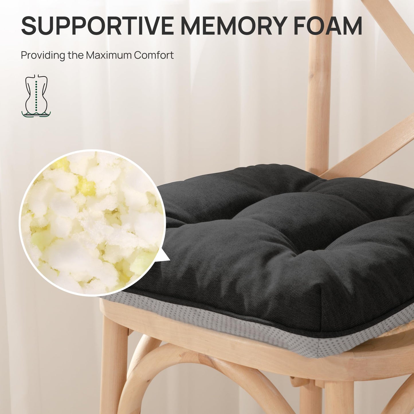 Love's cabin Memory Foam Chair Cushions Set of 4, 15.5"x15.5"x3.5" Indoor & Outdoor Seat Pads for Dining, Kitchen, Office, Patio Chairs - Green BST220