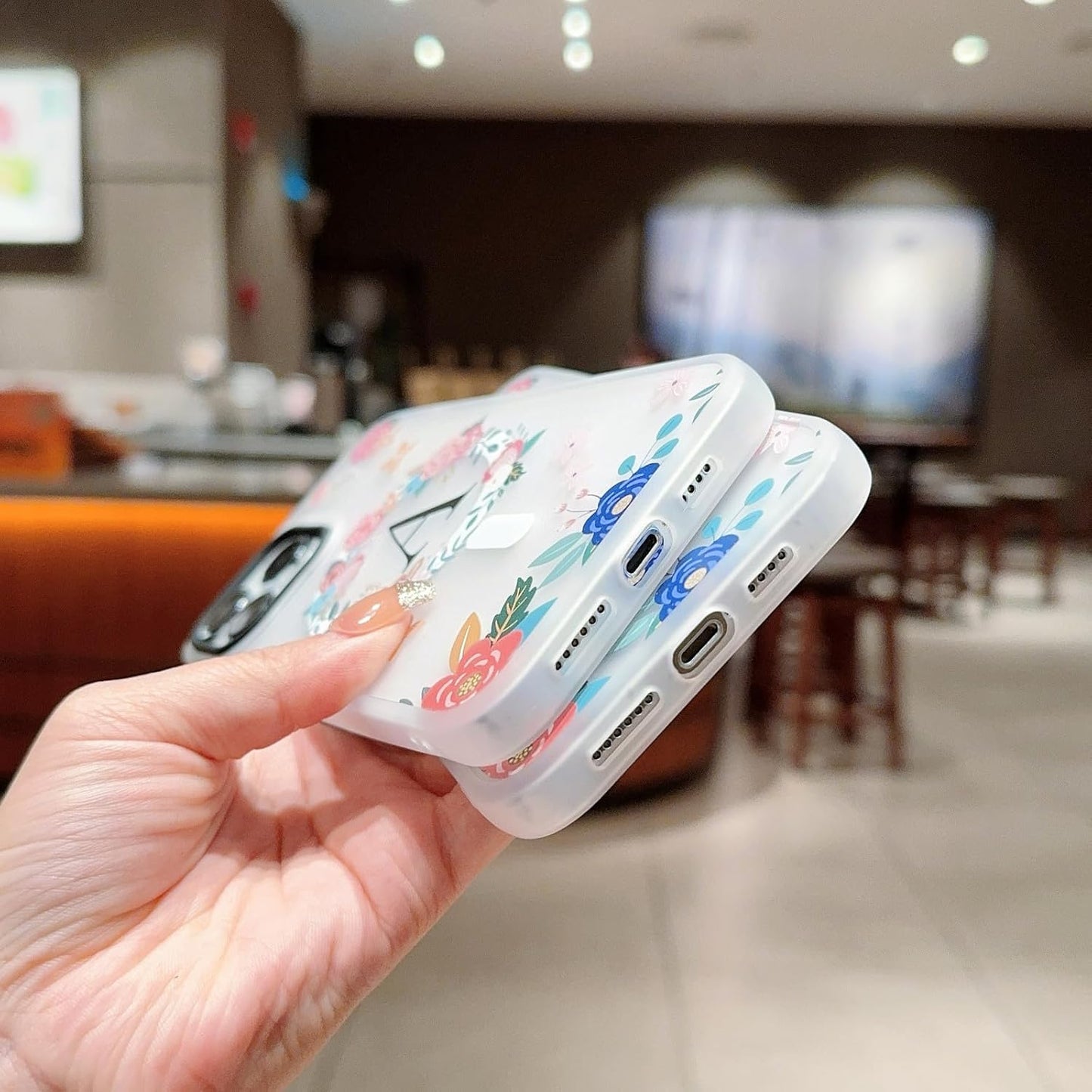 Compatible for iPhone 13 Pro Max Case,Clear Floral Design【Compatible with Wireless Charging】【Camera Lens Protector】 Women Magnetic Case for iPhone 13 Pro Max-M WN420