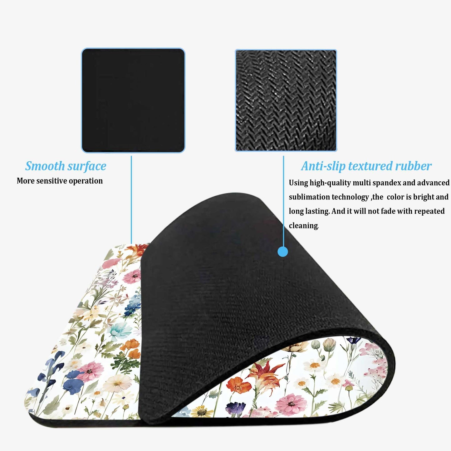 Square Mouse Pad with Non-Slip Rubber Base,Washable Square Cloth Mousepad, Non-Slip Rubber Base for Wireless Mouse for Computers, Laptop, Gaming, Office & Home WN420