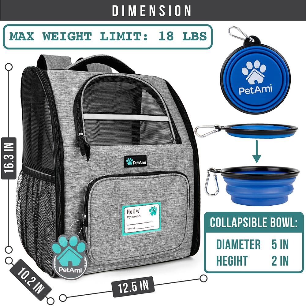 PetAmi Dog Backpack Carrier for Small Medium Dogs Large Cats up to 18 lbs RD3