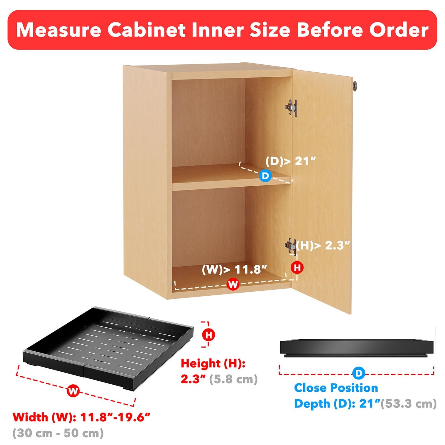 SpaceAid Pull Out Cabinet Organizer, 1 Pack Expandable 11.8"-19.6" (Need to Pull to Wide) N26