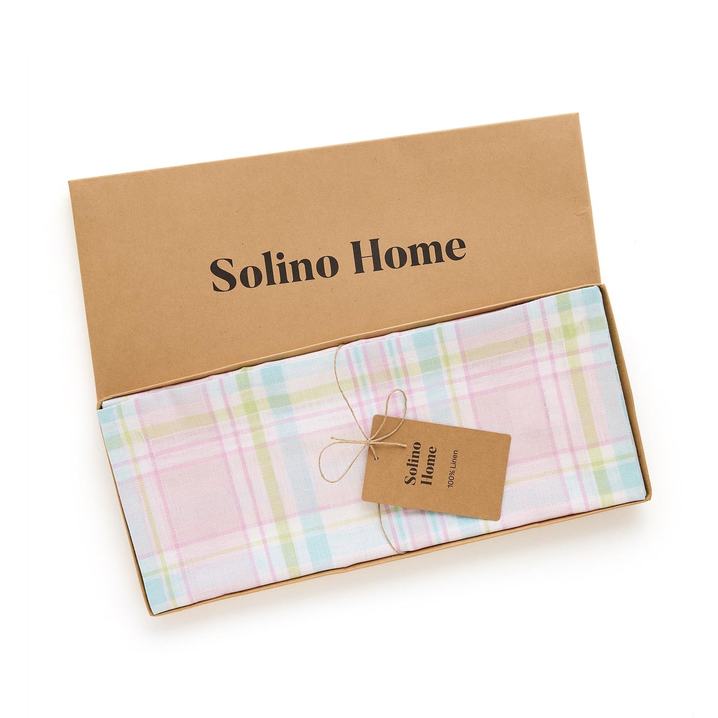 Solino Home 100% Linen Table Runner Multicolor, Rustic Plaid 14 x 72 in | Table Runners for 4-6 seater dining tables, hallway tables and cabinets | Rustic Multicolor | Pure Linen | OEKO-TEX Certified BST326SOLH