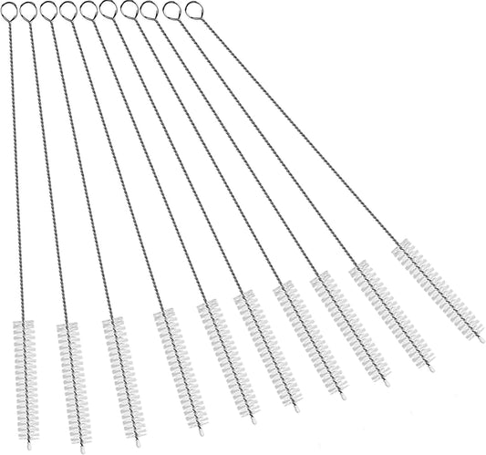 Straw Cleaner Brush with 304 Stainless Steel and Nylon Bristles，Straw Brush for Baby Bottle, Glass/Silicone Straw, Stanley Cup or Hummingbird Feeders–10-Piece Set. BST326L