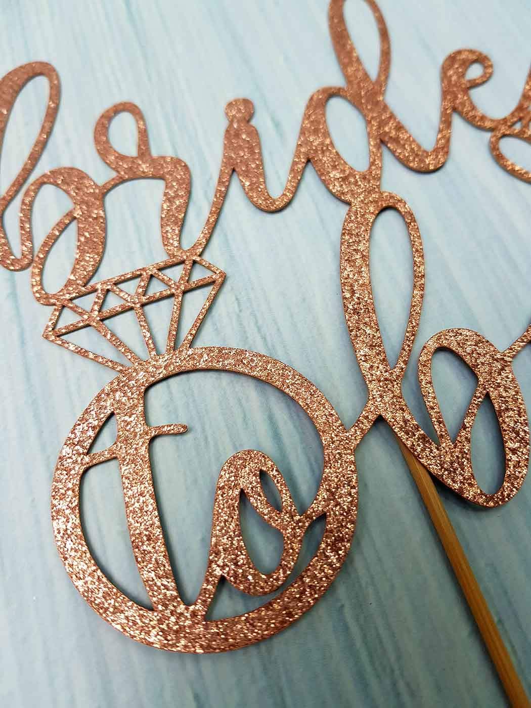 Bride to Be Cake Topper for Bridal Shower / Wedding Shower / Engagement / Bachelorette / Hen Party Decorations, Double Sided Silver Glitter BST220