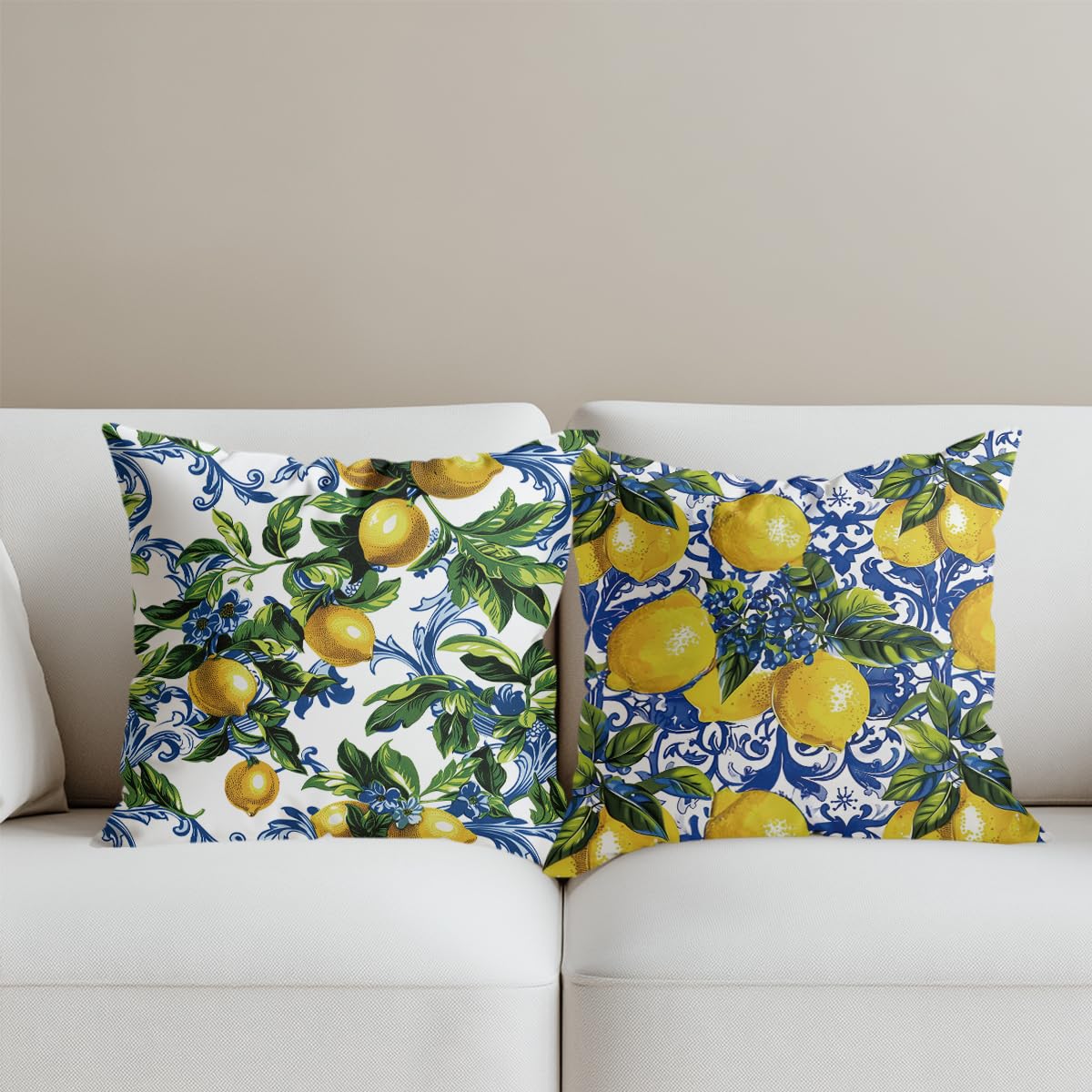 4 PCs Lemon Decor Pillow Covers 18x18, Italian Gifts Throw Pillow Covers | Italy Lemon Pillow Cases Decorative Pillow Protectors Living Room Bedroom Office Home Decor for Cushion Car Bed BST202