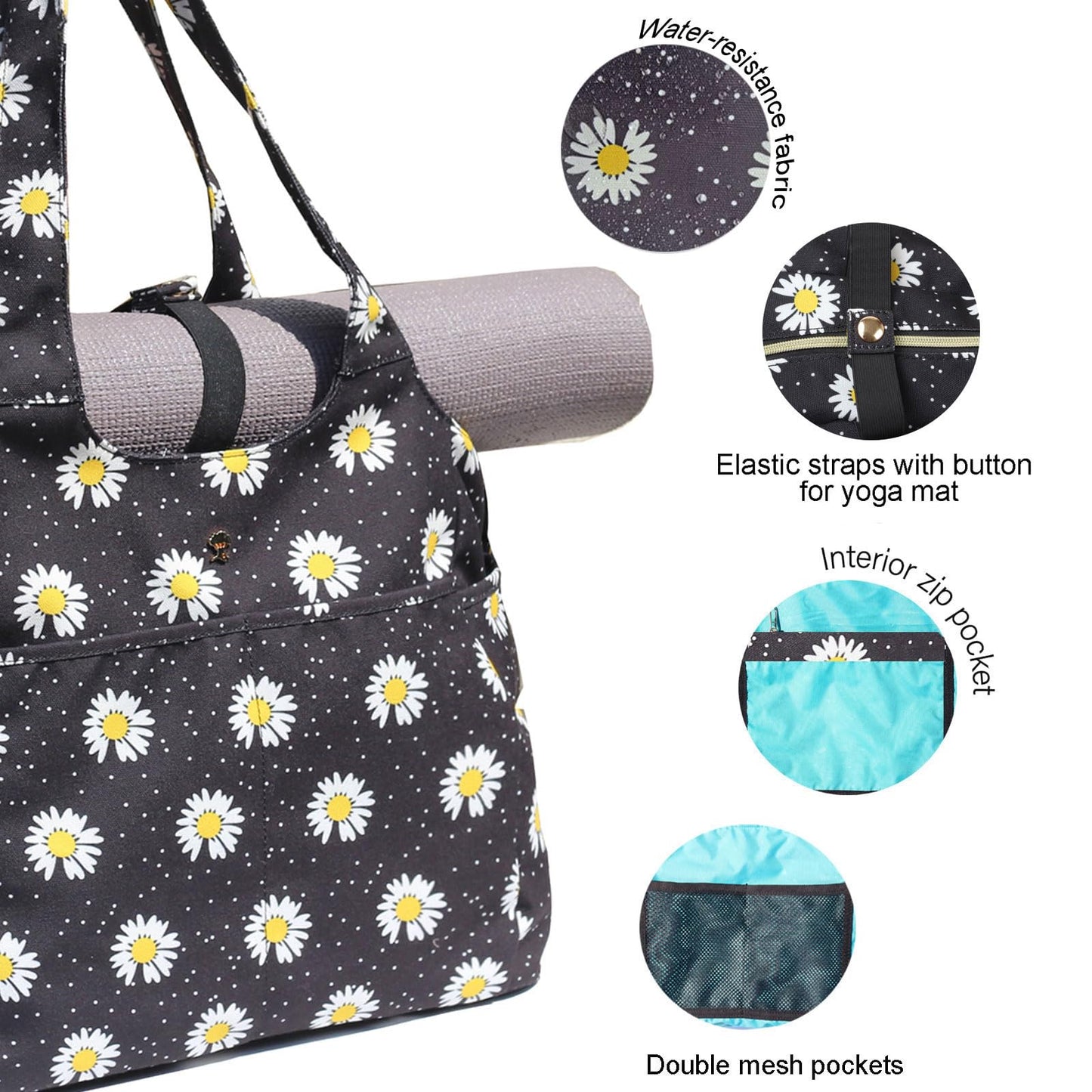 ESVAN Yoga Tote Bag Mat bag Women Shoulder Bags Carryall Tote for Travel Office Workout Gym Nurse Beach BST326H