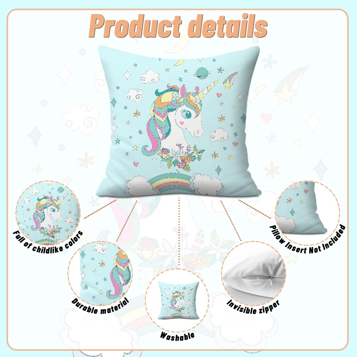 2PCs Inspirational Pillow Covers Boho Rainbow Sun Throw Pillow Covers 18x18 | Playroom Decor, Boho Sun Throw Pillow Covers, Kids Reading Nook Decor Pillowcase for Classroom Playroom Nursery BST202