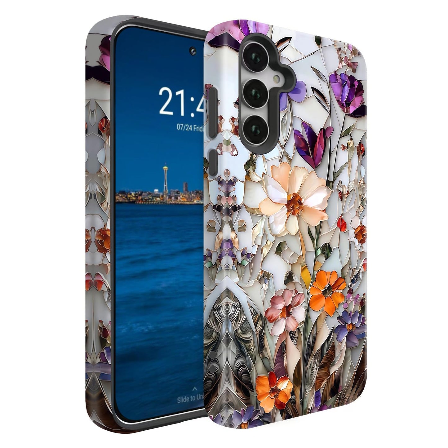 Compatible for Samsung Galaxy A15 5G Case, Dual Layer Heavy Duty 2 in 1 Shockproof Protective Phone Case,Burnt Wood American Flag WN420