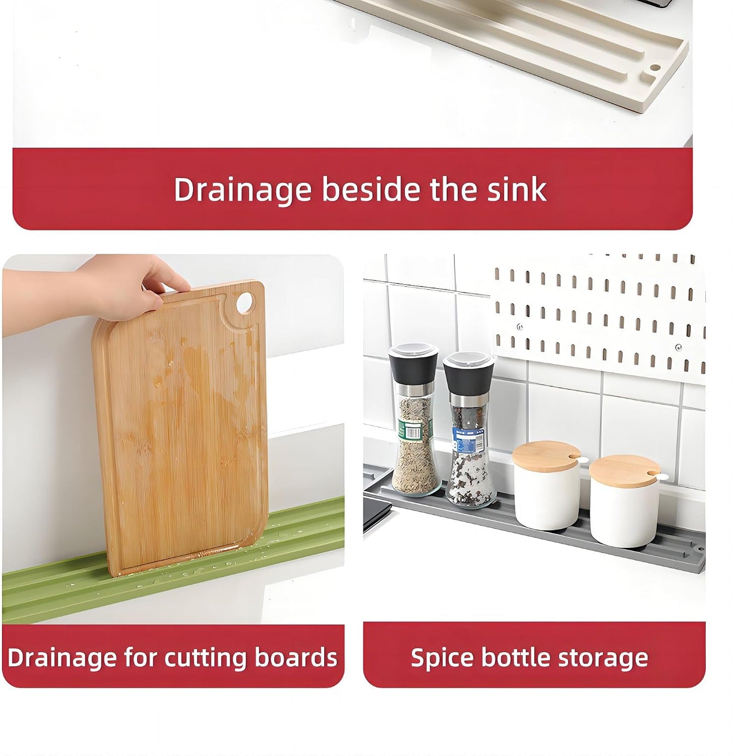 Pot Lid Holder, Food-Grade Silicone Kitchen Storage Pad for Cutting Board, Spatula, Cup and Spoon, Anti-Slip, Drip-Catching BST220