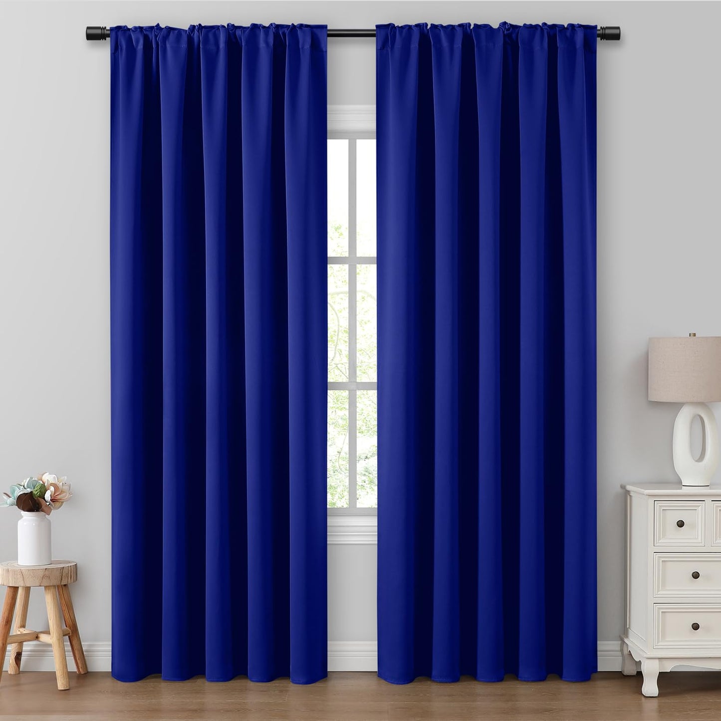 HOMEIDEAS Blackout Curtains, 2 Pages Grey Gray Room Darkening Bedroom Pinch Pleated Curtains Thermal Insulated Back Tab Rod Pocket Drapes for Bedroom, W52 x L63 BST326H