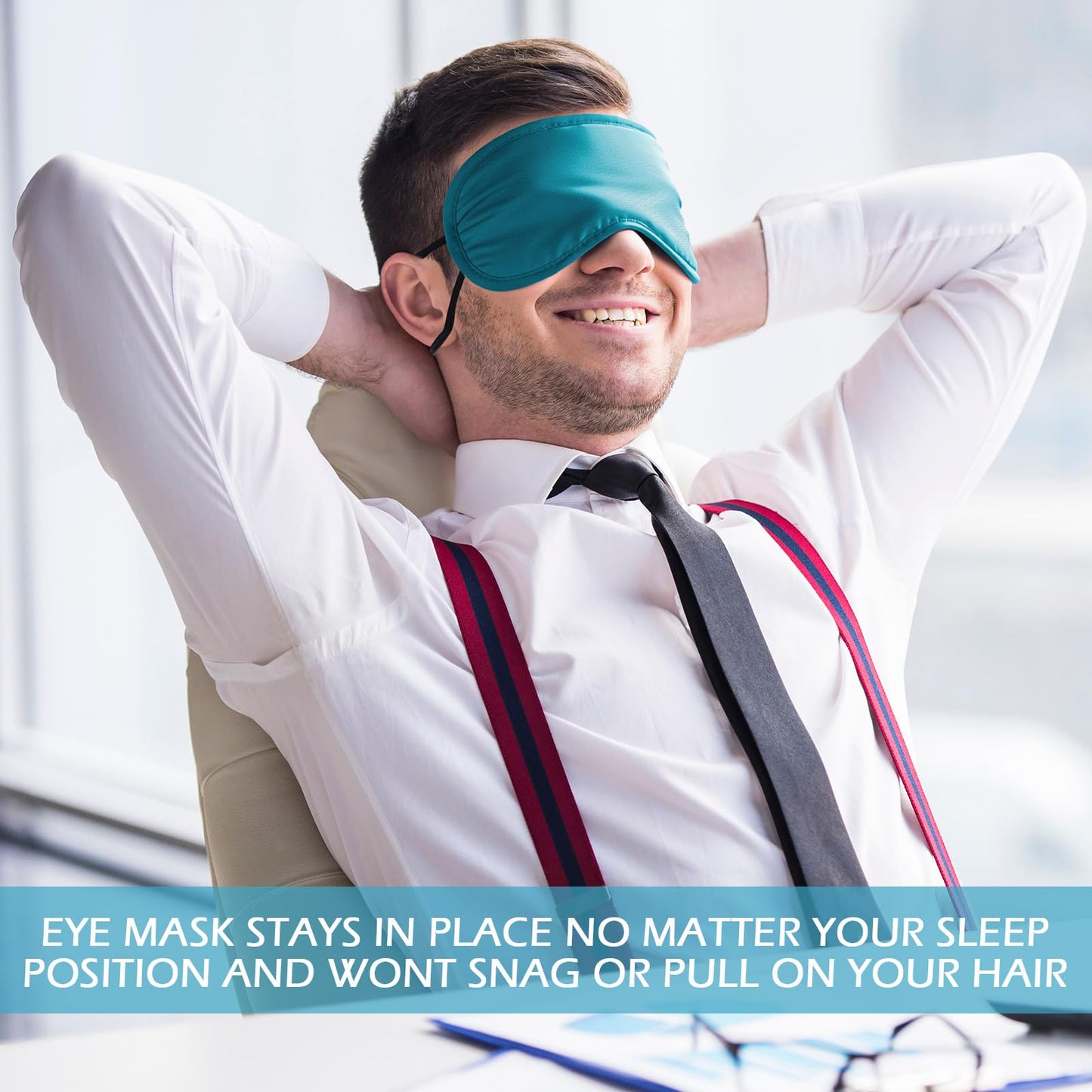 Tarpop 200 Pcs Eye Mask Sleeping Blindfold Eye Cover with Adjustable Strap for Games Party Team Building Travel Individually Wrapped Sleep Mask for Women Men (Blue)