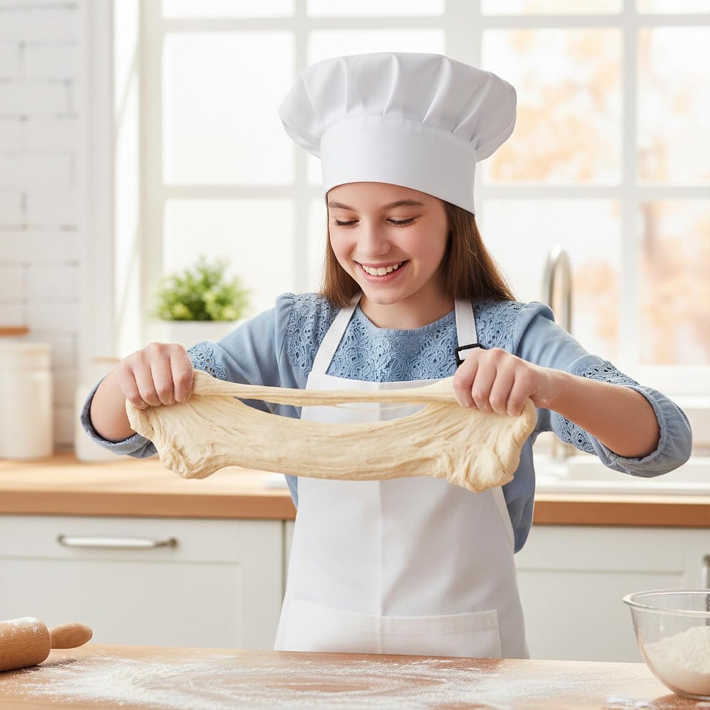 Chef Hats for Kids White Kitchen Cooking Chef Cap Polyester Cotton Baker Hat for Kitchen Baking Parties BST220