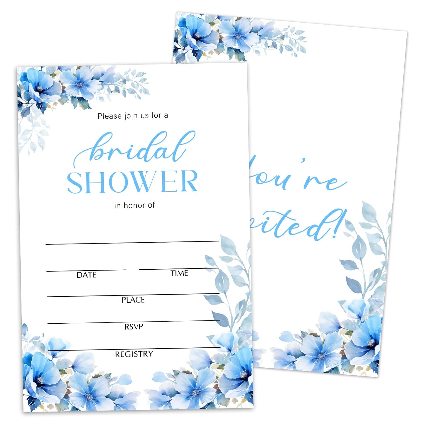 50 Years Anniversary Bridal Shower Invitations Cards, Set of 25 Gold Foil Floral Fill in Style 50th Year Wedding Invites Cards with Envelopes for Couples Marriage Party Supplies-T05 WN420
