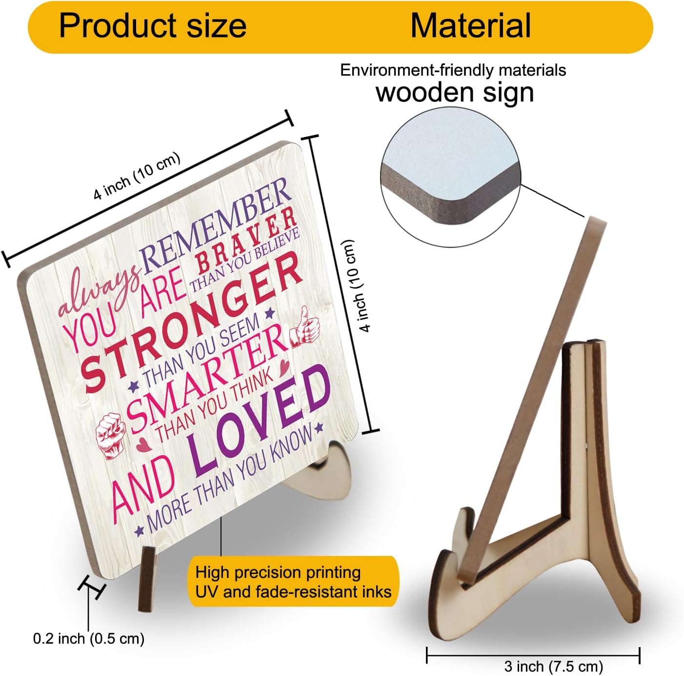 Inspirational Pink Gifts for Women Desk Sign, Encouragement Gift for Women, Cheer Up Gifts Desk Wood Plaques, Coworker Motivational Signs for Birthday, Thinking of You Gift for Womens BST220