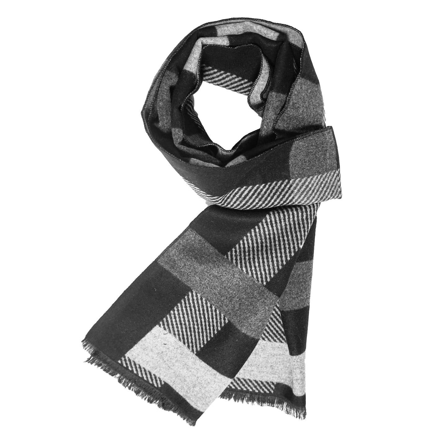 Mens Winter Scarf Cashmere Feel Warm Scarves Long Plaid Tassel Scarf for Men WN420
