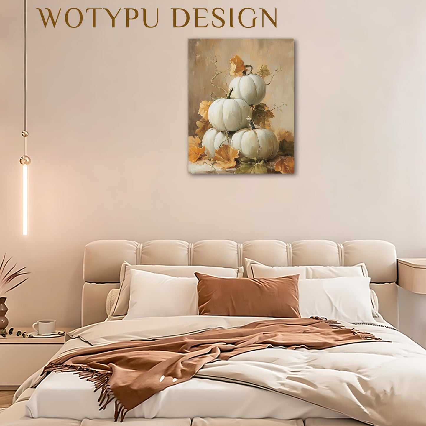 WOTYPU Fall Farmhouse Wall Art Decor, Farmhouse Fall Decor, Rustic Pumpkin Patch Scarecrow Truck Harvest Autumn Thanksgiving Framed Canvas Prints Poster Wall Decorations for Farm Home, 11x14 BST326H
