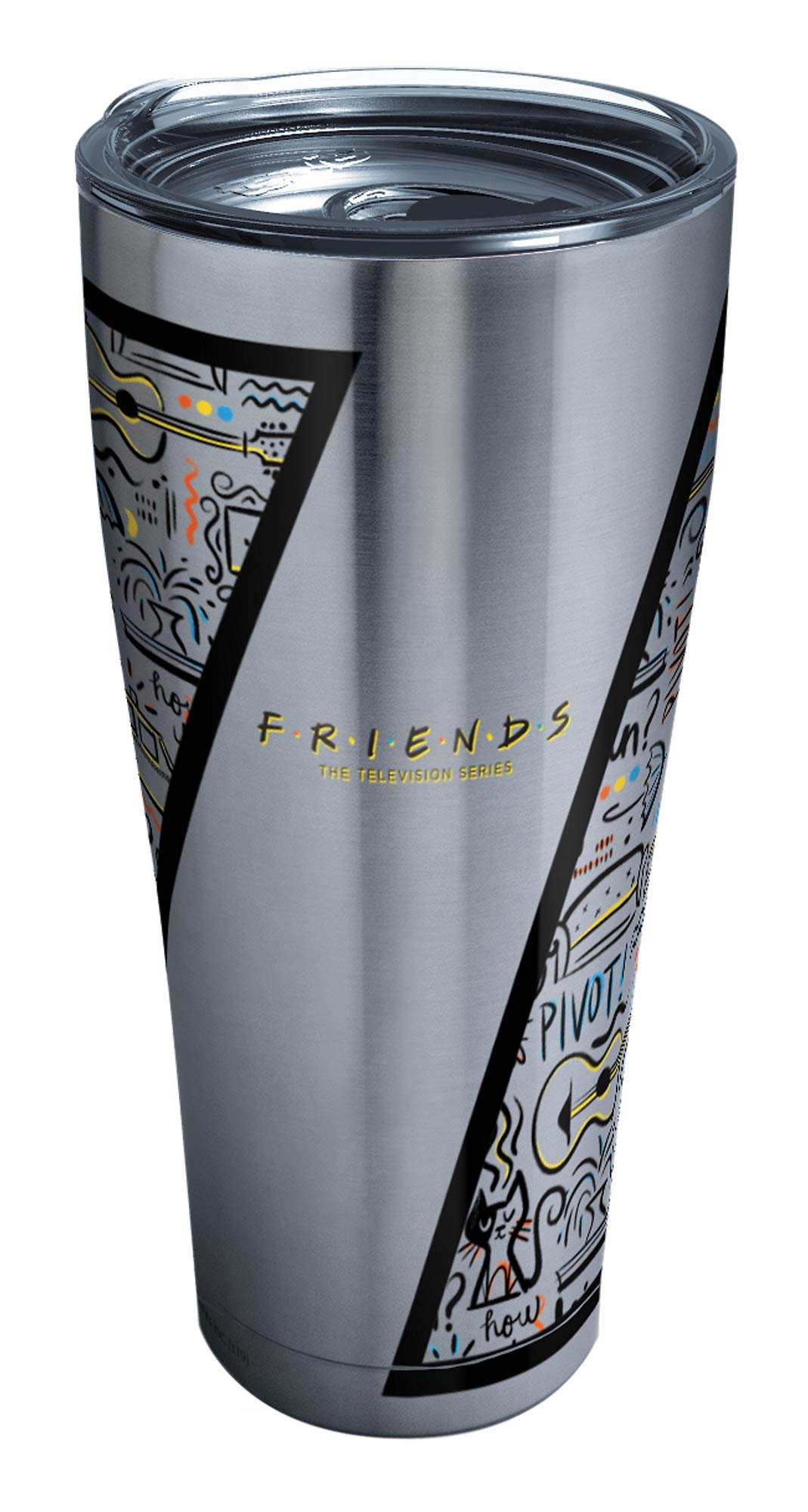 Tervis Friends Pattern Triple Walled Insulated Tumbler Travel Cup Keeps Drinks Cold & Hot, 20oz Legacy, Stainless Steel