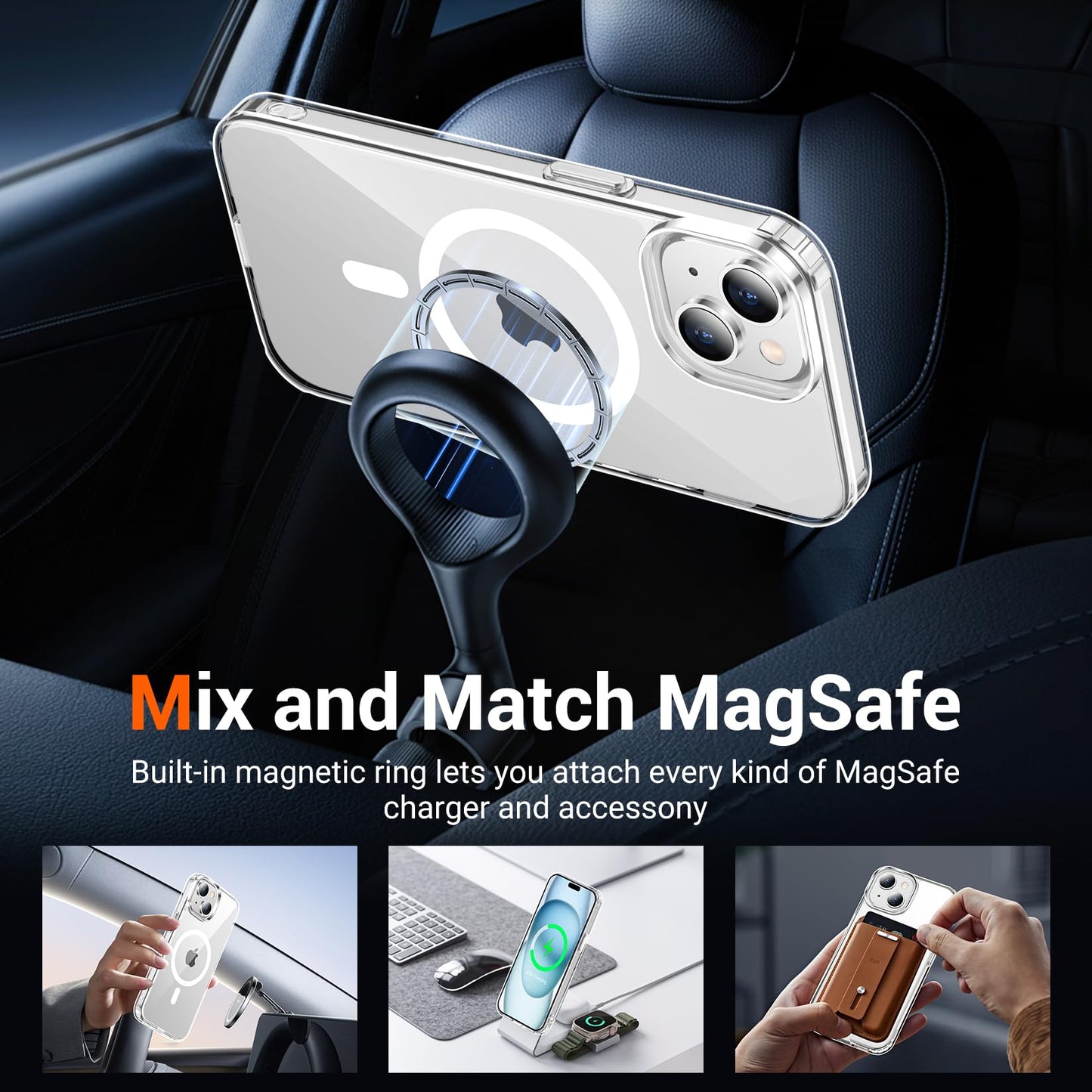 for iPhone 17 Pro Max Case Clear with Screen Protector, Compatible with Magsafe, Anti-Yellowing, Military-Grade Protection, Shockproof Slim Magnetic Phone Case Cover, Black WN420