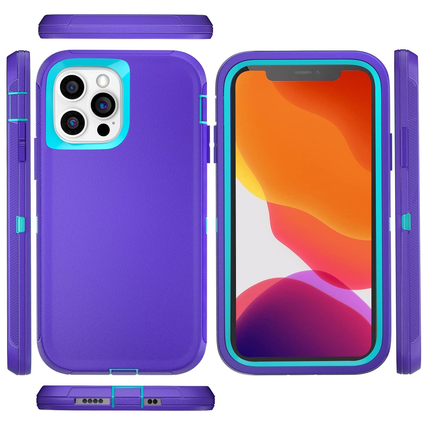 for iPhone 11 Case with Belt Clip Holster Kickstand & 2 Screen Protector, Full Protection Heavy Duty Phone Case, Shockproof Drop-Proof Durable Cover 6.1" [Black+Clip] WN420