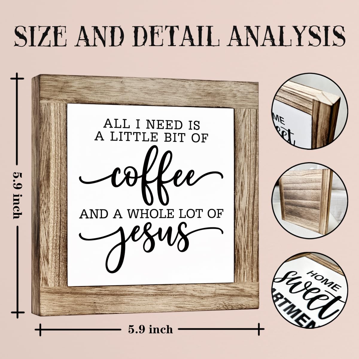 Funny Wooden Coffee Bar Decor Sign, Bar Decorations, in the Morning When Rise Give Me Jesus (and Coffee), Cafe Table Top Shelf Accessories, Cafe Signs Decor 5.9x5.9 Inches BST202