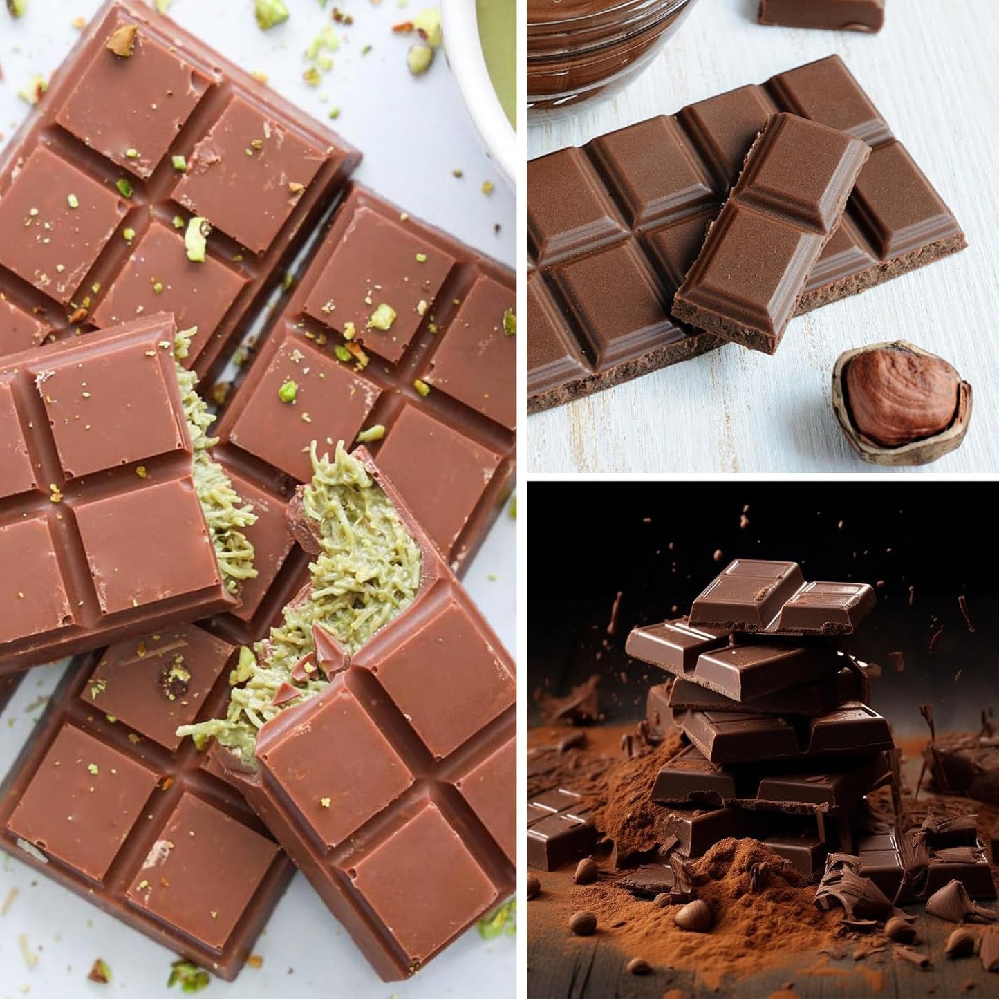 Chocolate Mold,6 Cavity Chocolate Molds Silicone,Silicone Chocolate Mold Used For Making Chocolate Pistachio Chocolate Bar（1pcs） WN420