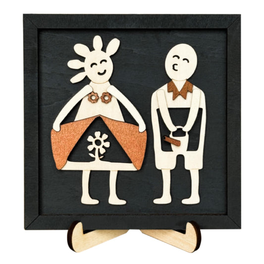 Funny Couple Decorative Gift for Him Her Anniversary Frame Wooden Sign Plaque Rustic 3D Wall Art Wedding Birthday Valentine's Day Gift for Boyfriend Girlfriend Husband Wife HU-FR252 BST220