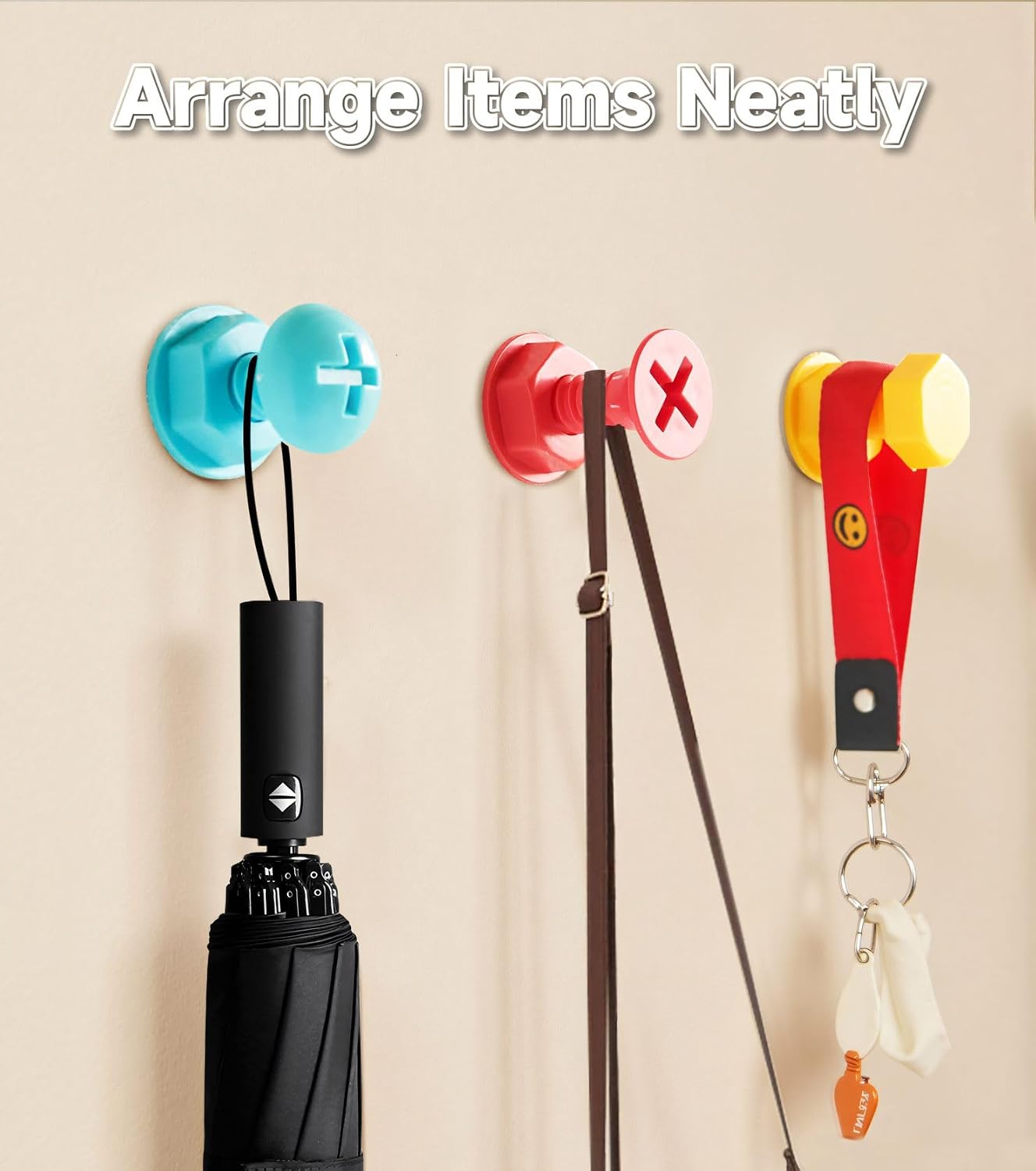 3Pcs Screw-Shaped Hook for Hanging, Serving as Heavy-Duty Command Hooks for Walls no Damage, Multi Purpose, Waterproof and Sturdy Command Hooks Heavy Duty (Contemporary, Count, 3) WN420