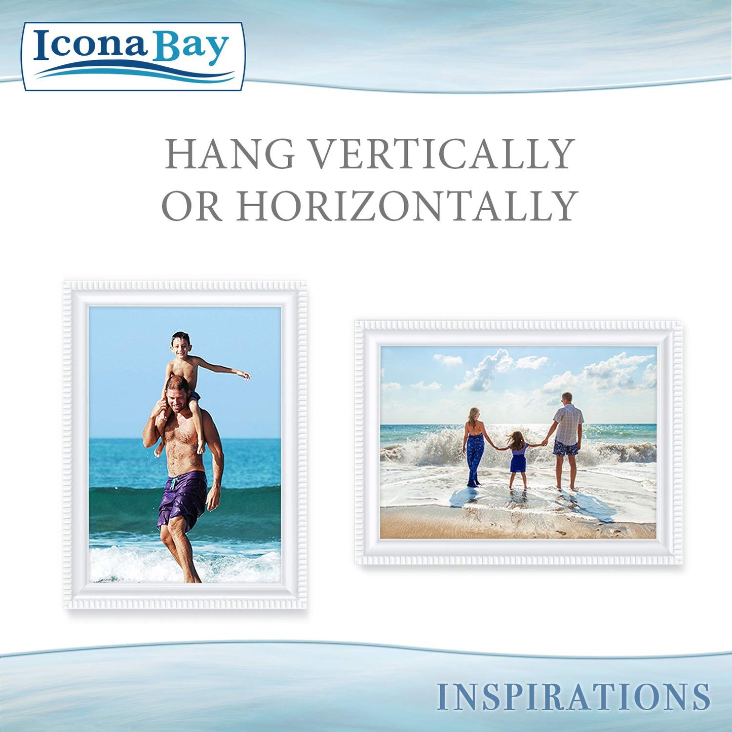 Icona Bay Combination White Picture Frames Set - 10 PC (Five 4x6, Three 5x7, Two 8x10), Inspirations Collection Multi-Pack for Contemporary Wall Gallery BST220