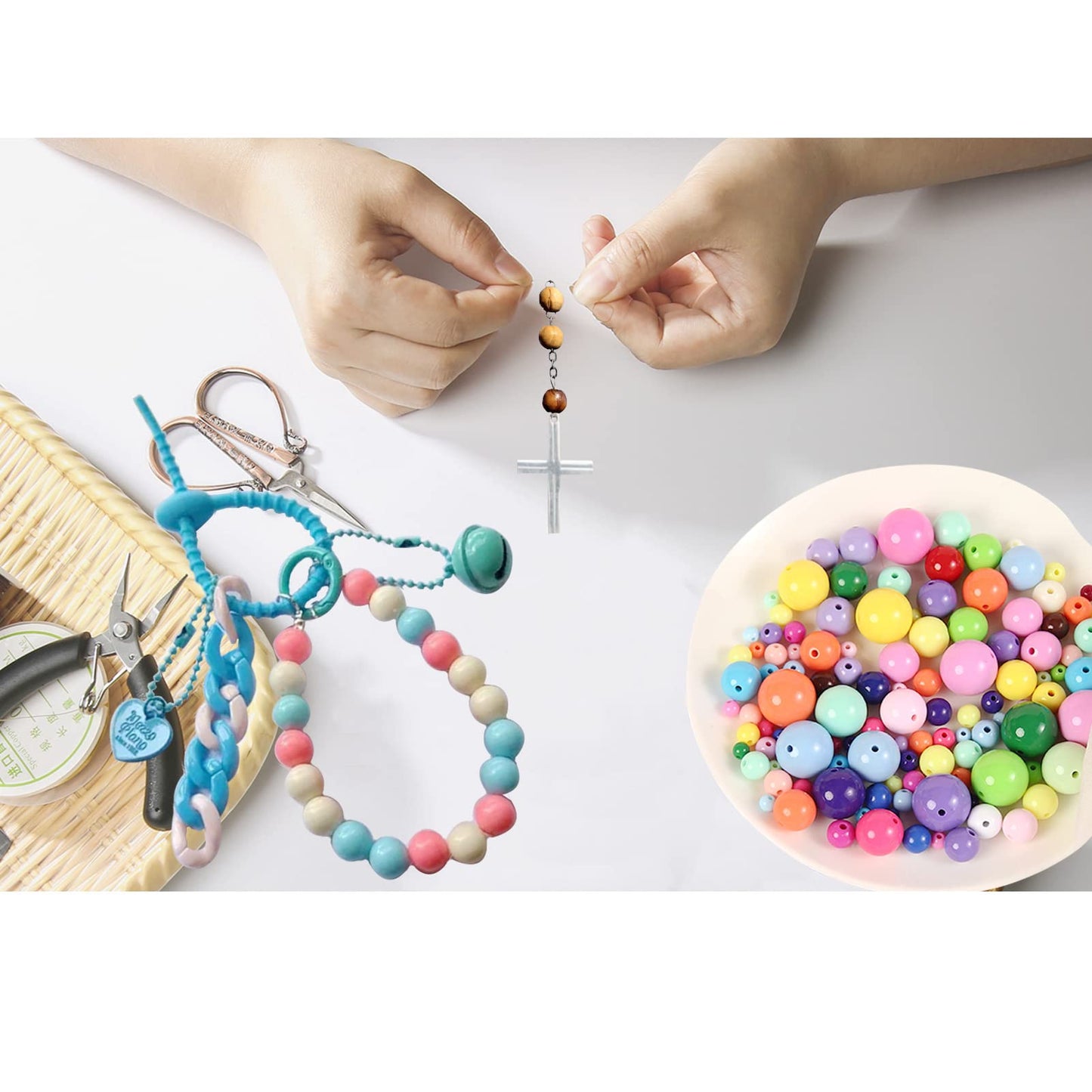 600 Pieces Black Beads for Jewelry Making, Bulk 6mm Colorful Acrylic Beads, Acrylic Round Loose Ball Beads with 1.5mm Hole for Bracelets Necklaces Earring Making Supplies BST220