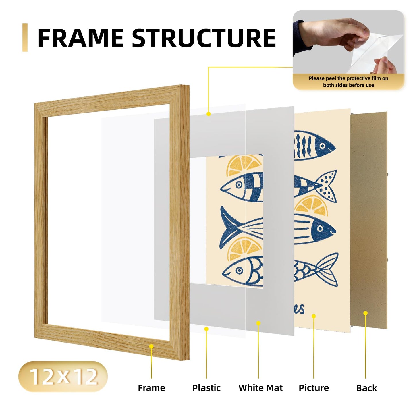 YESKAY 8x10 Picture Frame Set of 9, Display Pictures 5x7 with Mat or 8 x 10 Without Mat, Multi Photo Frames for Wall Mounting or Table Top Display, Blue BST326H
