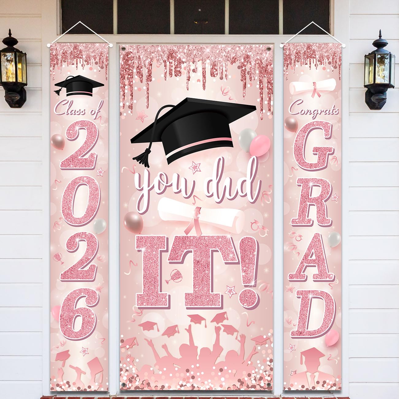 Graduation Decorations Class of 2026 Purple and Gold Congrats Grad Banner and You Did It Door Cover for High School College Graduation Party Supplies(Purple) BST326H