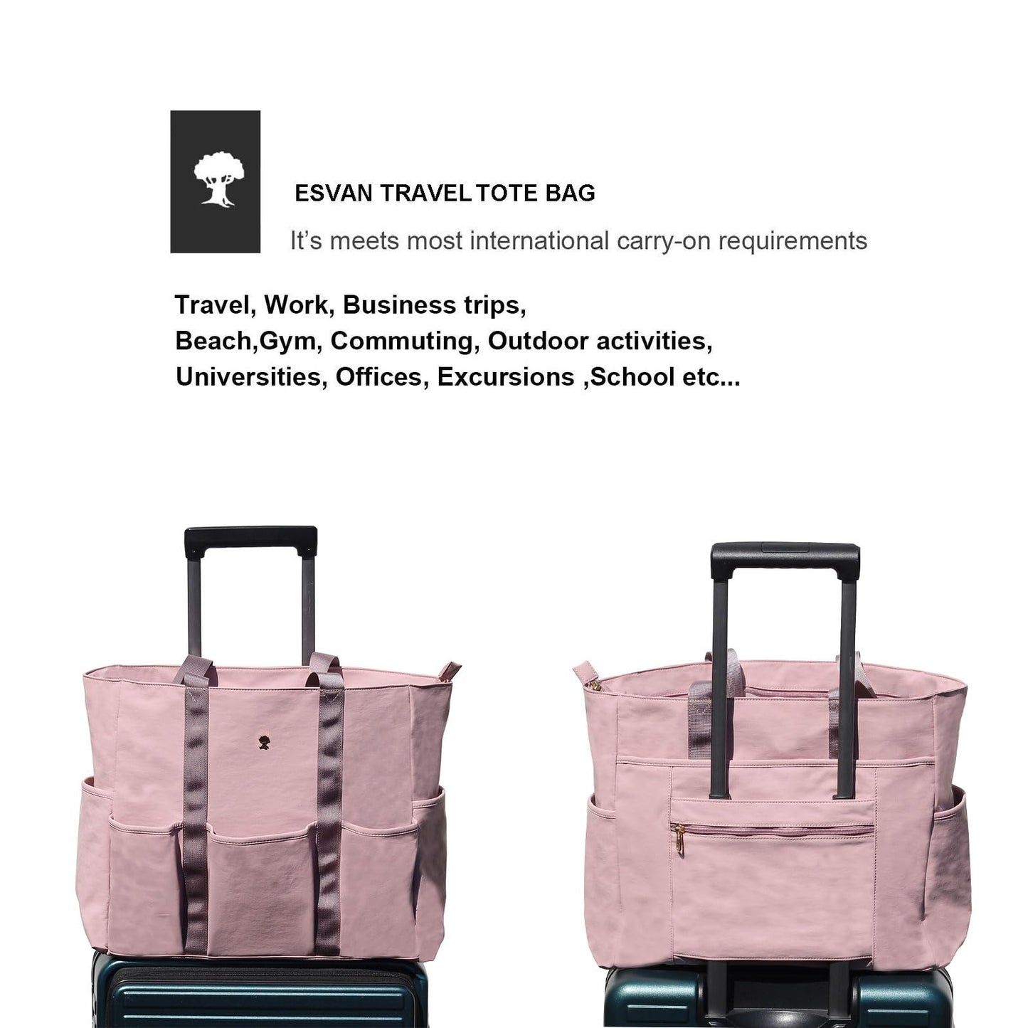 ESVAN Utility Tote Bag Weekender Duffle Bag with 13 Pockets - Perfect for Travel, Work, Gym, Beach, Teachers, and Nurses BST326H