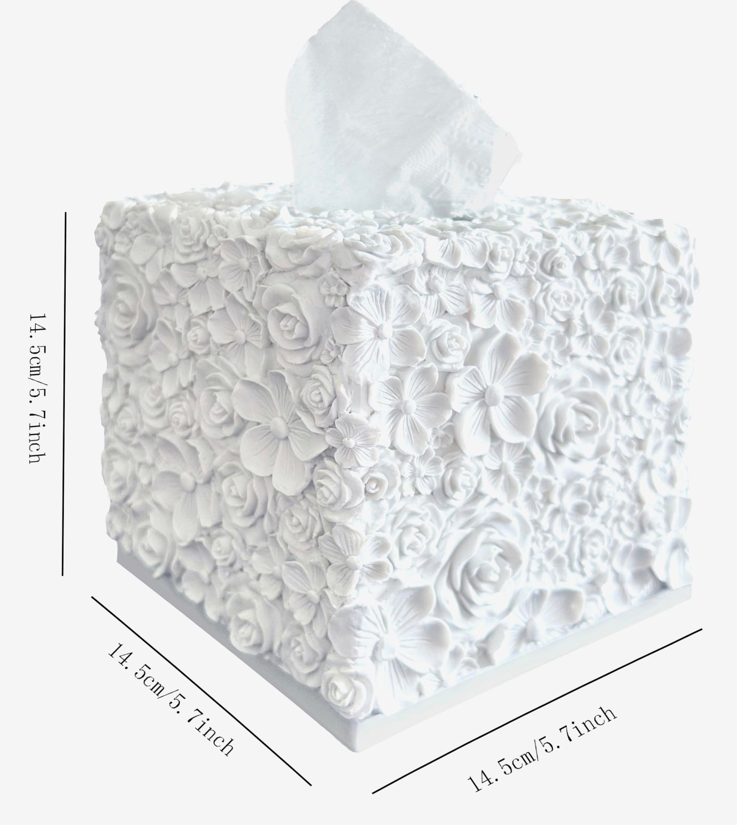 Square Tissue Box Cover Decorative Kleenex Box Holder for Bathroom & Living Room with Handcrafted Texture (colla Gold) BST220