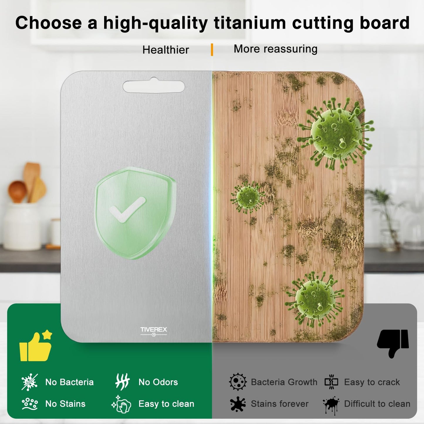 Titanium Cutting Board Set of 3, 100% Pure Titanium Cutting Boards for Kitchen, Easy to clean, Dishwasher, Double Sided Non Toxic Food-Grade Chopping Boards for Meats, Fruits and Vegetables BST202